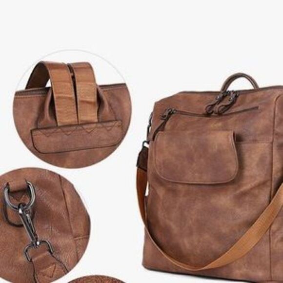 New Convertible Leather Backpack PU Leather Bag Multipurpose Bag - Picture 3 of 8